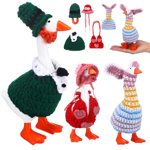 Shinylin 3 Set 7 Inch St Patricks Day Desk Goose Outfits Shamrocks Bunny Small Porch Goose Costumes Combination Porch Geese Outfits Cute and Funny Geese Clothes for Magnetic Statue - Image 1