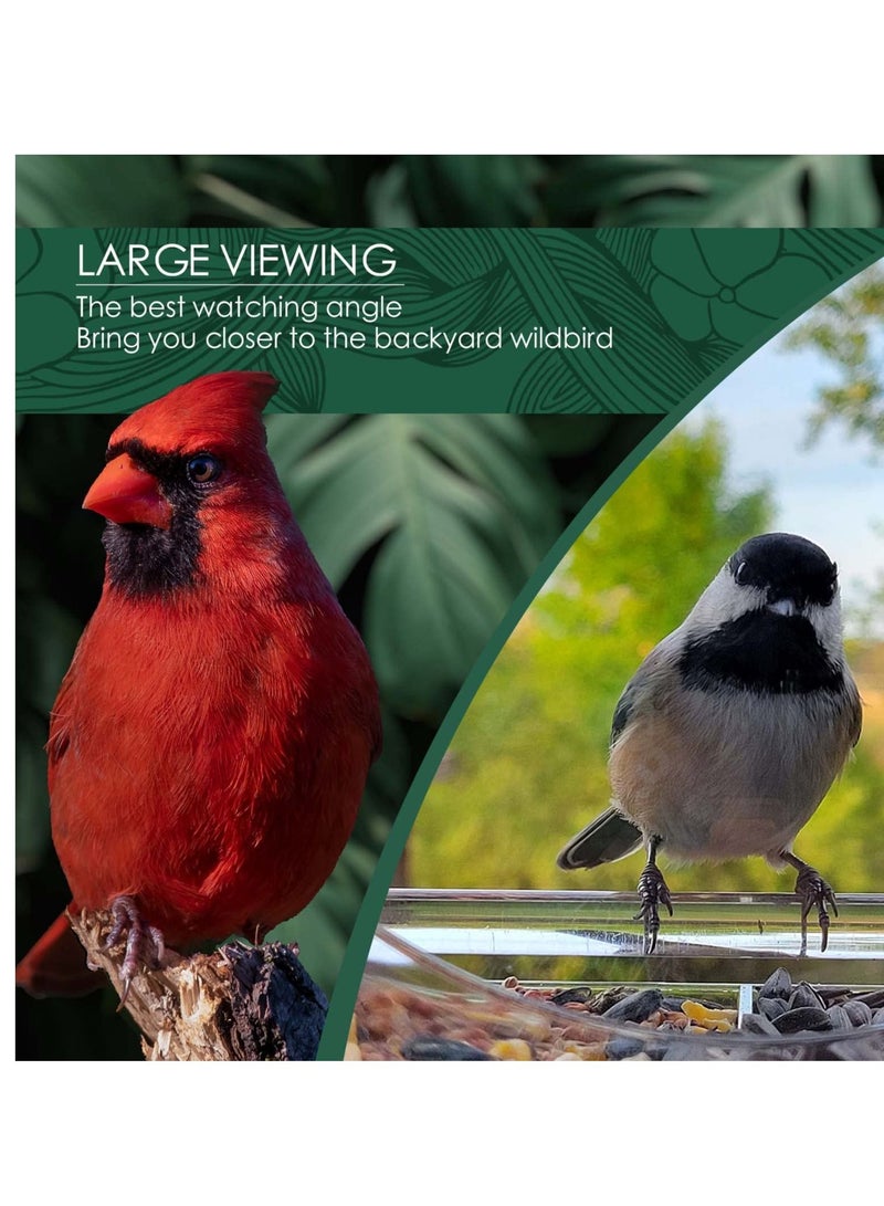 KASTWAVE مد feeder للطيور للنوافذ الخارجية، شكل السقف شفاف أكريليك معلّق مع 4 أكواب شفط قوية إضافية وصينية بذور، لتزيين منزلك مع الطيور البرية الجميلة - Image 4