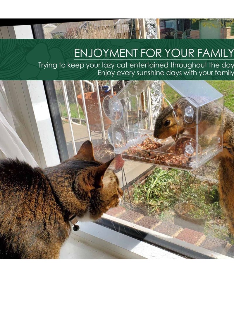 KASTWAVE مد feeder للطيور للنوافذ الخارجية، شكل السقف شفاف أكريليك معلّق مع 4 أكواب شفط قوية إضافية وصينية بذور، لتزيين منزلك مع الطيور البرية الجميلة - Image 5