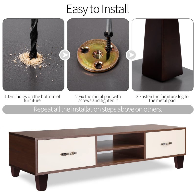 Turstin Set Of 8 Furniture Legs 4 Inch Square Solid Wood Couch Legs Replacement Sofa Legs Mid Century Furniture Feet For Armchair Bed Dresser Cabinet Include Installation Hardware Brown - Image 4