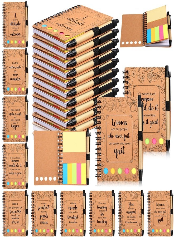 Kolldenn 30 Set Inspirational Spiral Notebook Mini Motivational Notepad Journal with Note Ballpoint Pen Employee Appreciation Gifts Bulk College Graduate Thank You Gifts for Nurse Teacher Students - Image 1