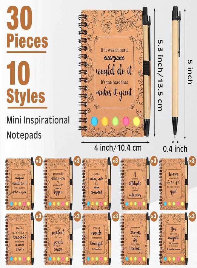 Kolldenn 30 Set Inspirational Spiral Notebook Mini Motivational Notepad Journal with Note Ballpoint Pen Employee Appreciation Gifts Bulk College Graduate Thank You Gifts for Nurse Teacher Students - Image 2