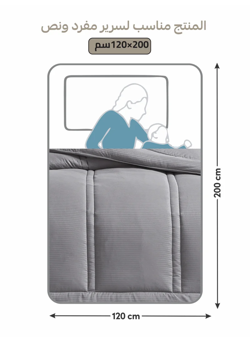 Donetella Bedding Comforter Set Single  Size, 4-Pcs Bed Set Fits 120x200 Cms -Hotel Striped  Bedding Set-All Season- Brushed Microfiber