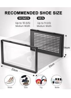 Generic 12PCS Shoe Box Black Folding Shoe Cabinet Shoe Box Storage Transparent Stackable Shoe Storage Boxes Dust-proof Shoe Storage Box for Display Sneakers Easy Assembly (33 * 23 * 14cm)  - Image 2