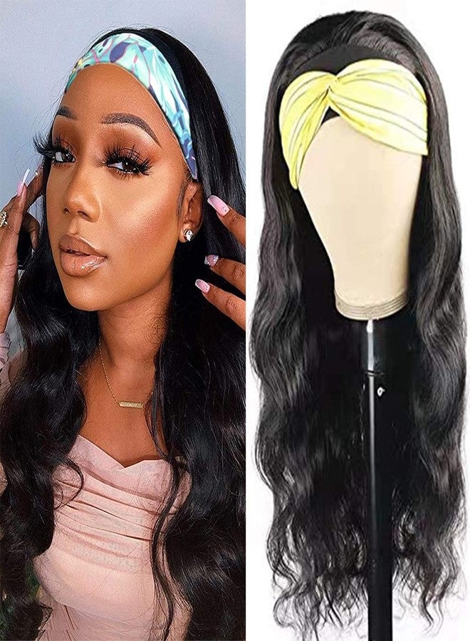 higher Body Wave Headband Human Hair Wig 12 Inch Glueless None Lace Front Wig Brazilian Virgin Hair Wear and Go Wigs for Black Women 150% Density Wigs Natural Color - Image 1