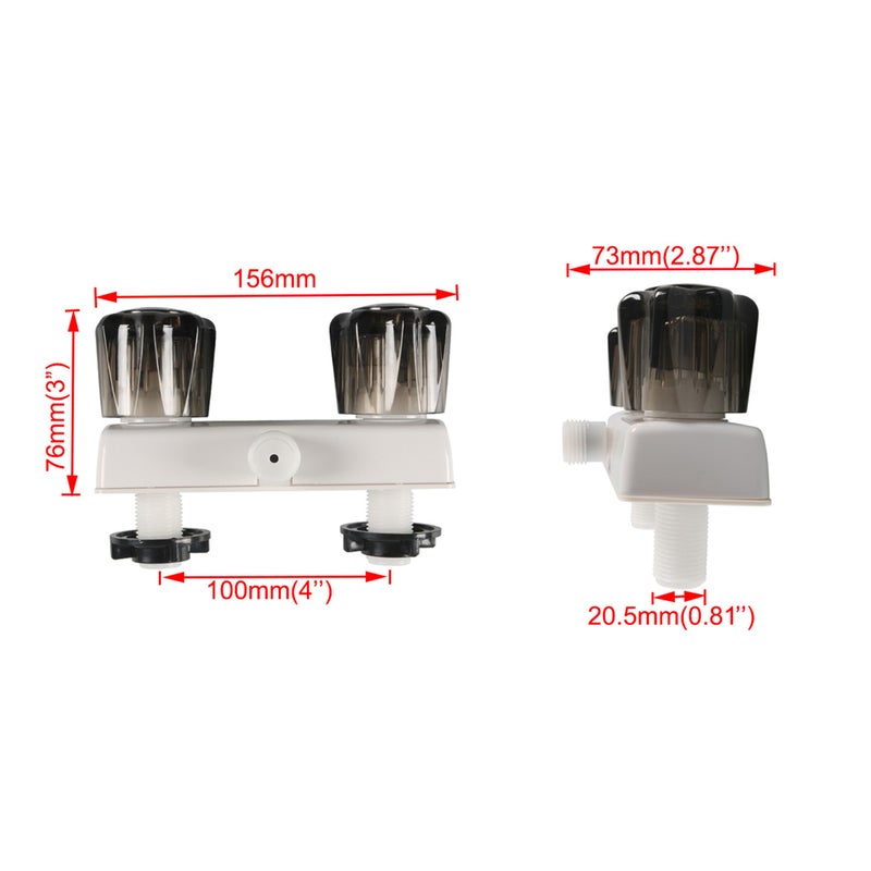 RV Shower Faucet RV Shower Valve Diverter 4” Bathroom Shower Mixing Valve Control for RV Camper with Dual Knobs - Image 5