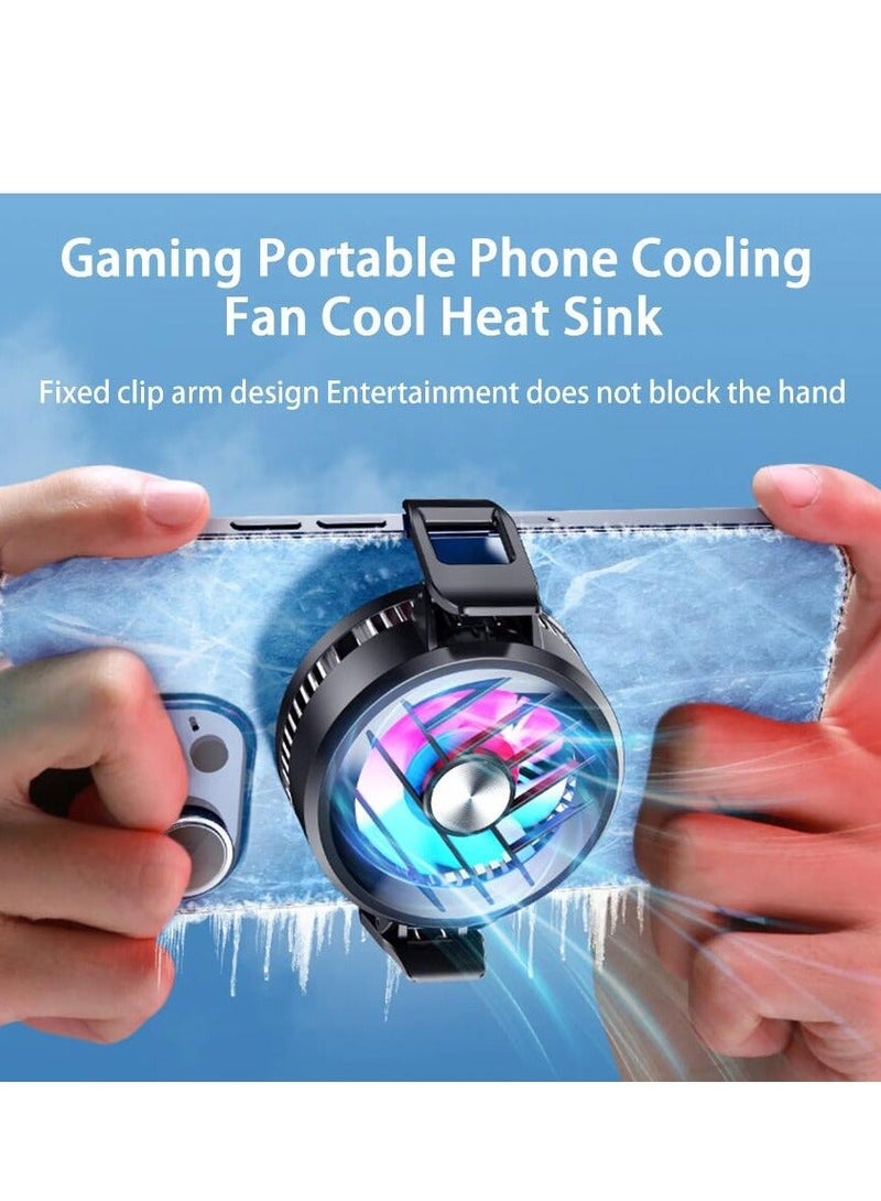 Arabest Phone Cooler, Phone Cooling Fan for Gaming And Live Streaming，Two Speed Adjustment, Fixture Design, Semiconductor Phone Cooler with RGB Light,Mini Phone Fan for Mobile Phone Tablet PC  - Image 1