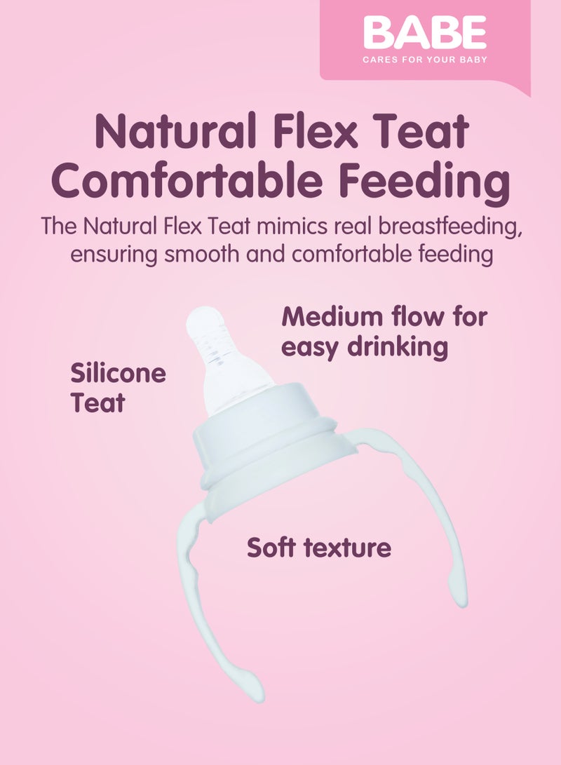 Babe Baby Feeding Bottle with Handle – 250ml | Safe & Easy Grip (White) - 8 oz - Image 5
