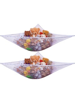 Handy Laundry Handy Laundry Jumbo Toy Hammock, White, Organize Stuffed Animals & Children's Toys with This Mesh Hammock, Great Decor, Neatly Organizing Kid's Toys and Stuffed Animals, Expands to 5.5 feet, (2-Pack)  - Image 1