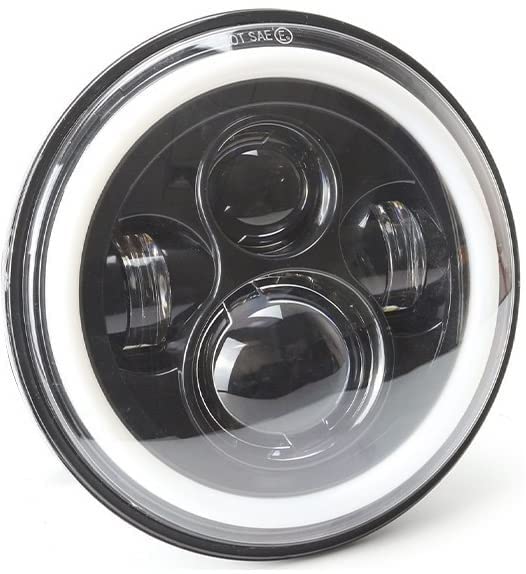 ELTRON TURBO Full Ring Imported DC Power DRL 7 Inchs Warranty Headlight Front LED Headlight Bulb White and Yellow, Angel Eye Lamp Compatible for all Bullet & Thar Models, Hi/Low Beam Amber (Pack Of 1) - Image 1