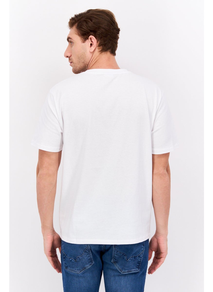 YOTO - Men Crew Neck Short Sleeve Printed T-shirts, White - Image 1