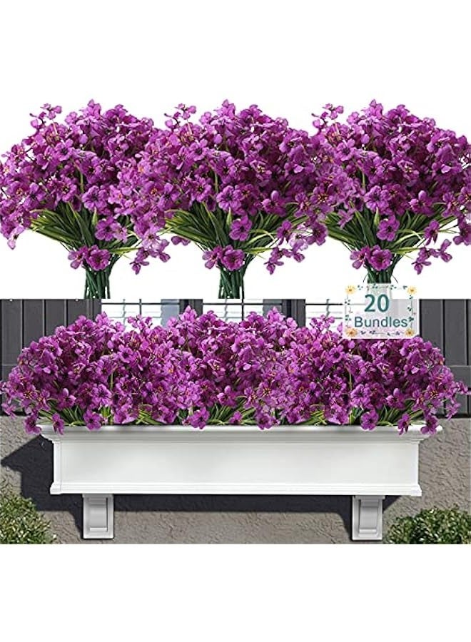 Generic 20 Pack Artificial Flowers for Outdoor Use, UV Resistant Artificial Flowers with Plastic Plants, Artificial Silk Flowers for Outdoor Window Box, Front Porch and Decor -  - Image 1