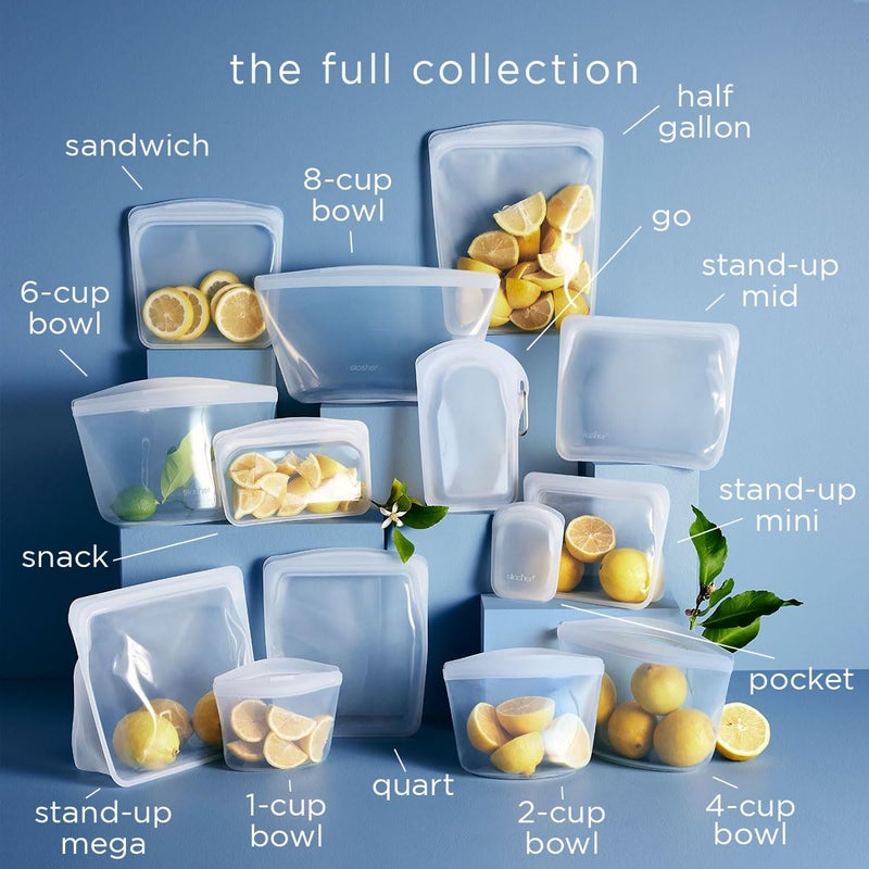 Stasher Silicone Reusable Storage Bags, 4-Pack Starter Kit, Reusable Freezer Bags, Microwave, Dishwasher, Oven Safe, Sous Vide, Premium Lunch Containers, Eco Friendly, Food Storage Bags, Clear - Image 5