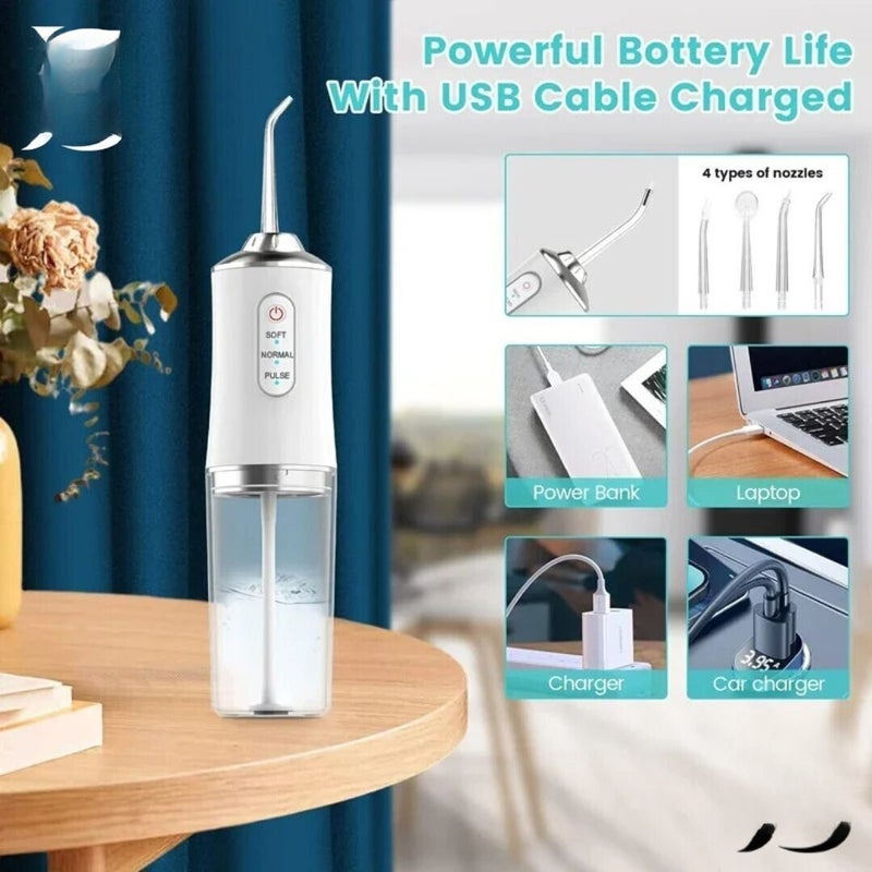 Cordless Dental Water Flosser Oral Irrigator Teeth Cleaner with Jet 4 Tips Floss - Image 5