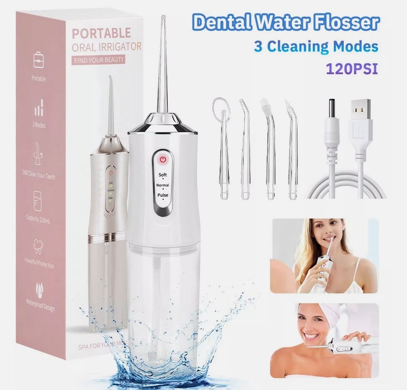 Cordless Dental Water Flosser Oral Irrigator Teeth Cleaner with Jet 4 Tips Floss - Image 1