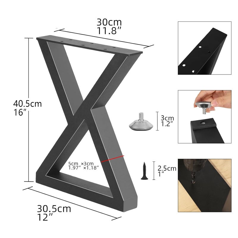 Rioychan Rioychan 16 Metal Bench Coffee Table Legs Heavy Duty Replacement Furniture Legs for DIY Modern Desks Night Stands Bench Sofa Dining Tables Set of 2Bear Up to 800lb  - Image 4