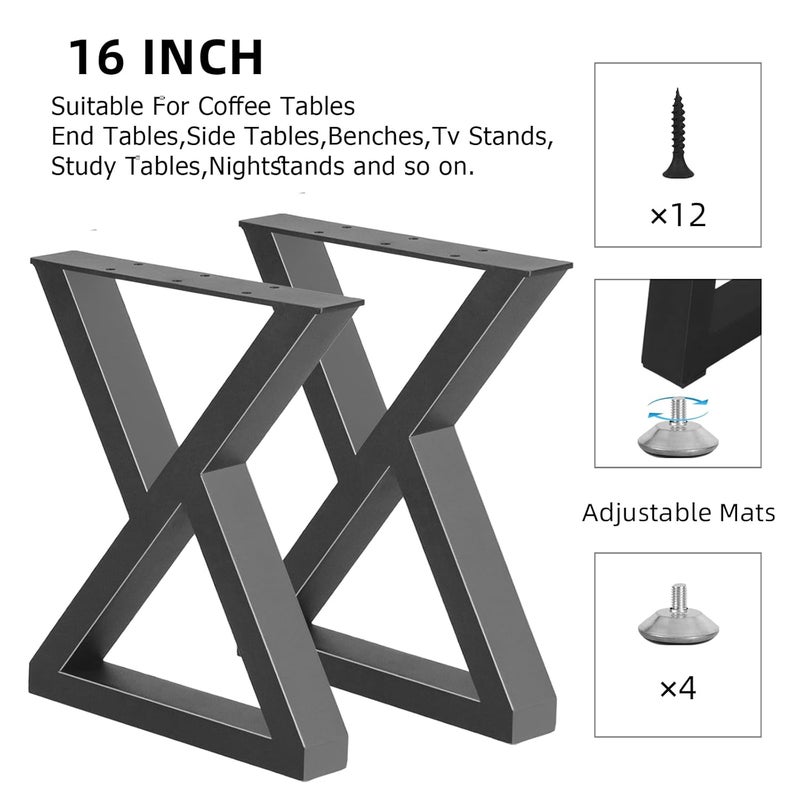 Rioychan Rioychan 16 Metal Bench Coffee Table Legs Heavy Duty Replacement Furniture Legs for DIY Modern Desks Night Stands Bench Sofa Dining Tables Set of 2Bear Up to 800lb  - Image 3