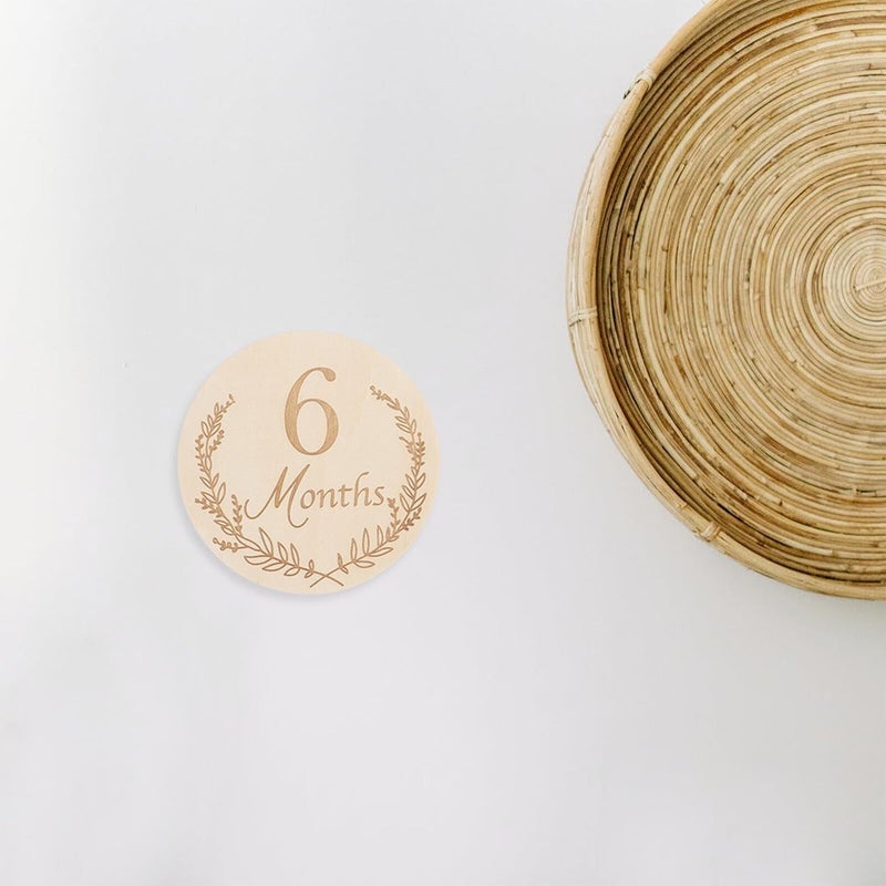 14 Pcs Wooden Growth Milestone Cards For Newborn Baby Monthly Photo Props Gender Neutral Set - Image 5
