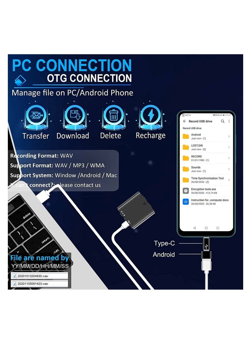 Generic - Digital Voice Recorder, Small Voice Recorder with 182 Hours Recording Capacity, 24 Hours Battery Time, Portable Recorder Device Voice Activated Recorder for Lectures Meetings Class - Image 1