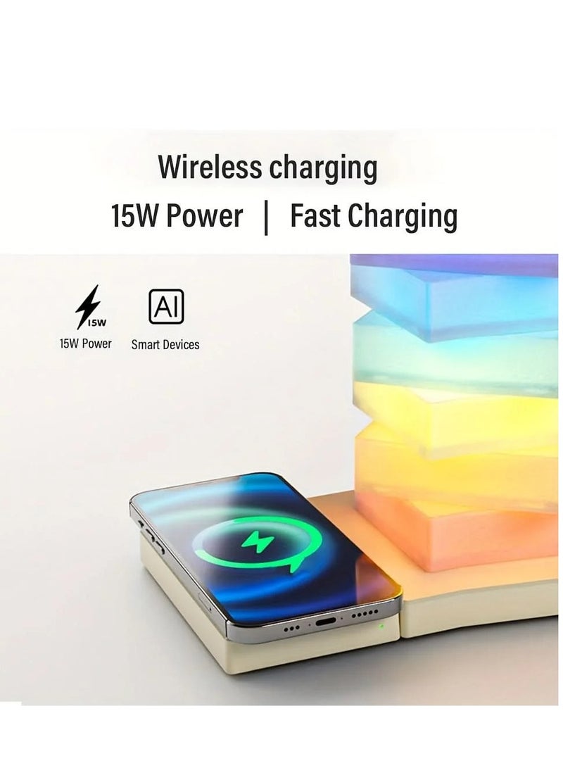 BlueFire LED Book Light for Reading – Rechargeable Paper-Inspired Table Lamp with 15W Wireless Charging | Touch Control, Dimmable Warm Light, USB-C | Eye-Care Night Light for Book Lovers, Desk, Gifts & Holiday Decor - Image 3