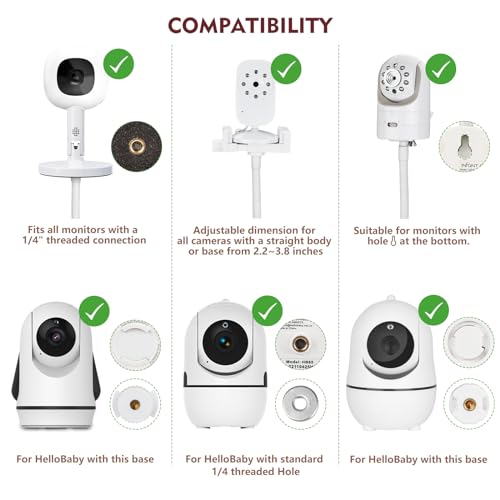 CaGuan Baby Monitor Floor Stand Compatible with HelloBaby, Nanit Pro, Infant Optics, Babysense, Owlet, Baby, Bonoch, Adjustable Height from 37.4-69, Universal Baby Camera Stand Mount, Safety for Nursery - Image 2