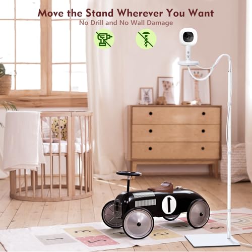 CaGuan Baby Monitor Floor Stand Compatible with HelloBaby, Nanit Pro, Infant Optics, Babysense, Owlet, Baby, Bonoch, Adjustable Height from 37.4-69, Universal Baby Camera Stand Mount, Safety for Nursery - Image 3