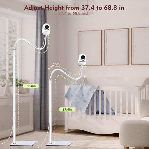 CaGuan Baby Monitor Floor Stand Compatible with HelloBaby, Nanit Pro, Infant Optics, Babysense, Owlet, Baby, Bonoch, Adjustable Height from 37.4-69, Universal Baby Camera Stand Mount, Safety for Nursery - Image 4
