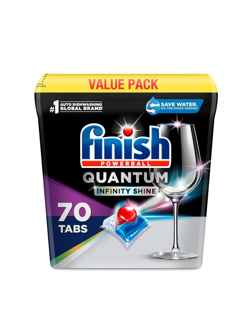 Finish Quantum Infinity Shine - 70 Count - Dishwasher Detergent - Powerball - Our Best Ever Clean and Shine - Dishwashing Tablets - Dish Tabs (Packaging May Vary) - Image 1