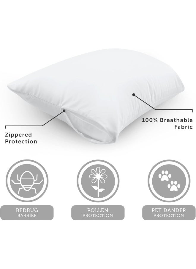 Aller-Ease - Aller-Ease 100% Breathable Cotton Pillow Protector for Sleeping, Standard 26" x 20" - 2 Pack - Image 1