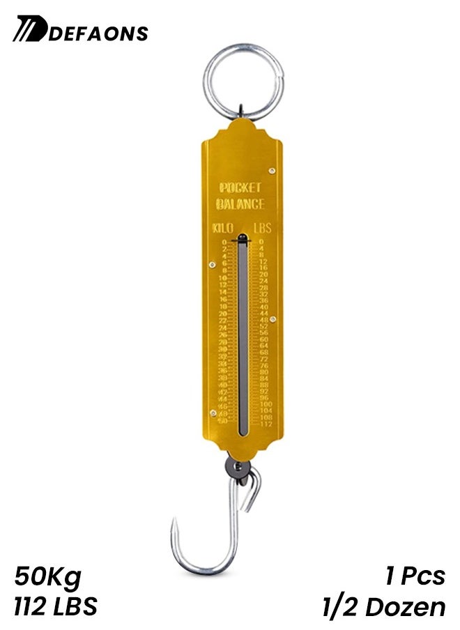 DEFAONS DEFAONS Pocket Balance Spring Scale Portable Hanging Weighing Scale with Hook 50Kg 112LBS Capacity Dual Scale in Kg Lbs Ideal for Fishing Travel Outdoor Market Use Durable and Compact Design  - Image 1