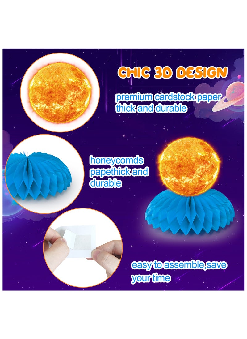 FRUITFUL PARTY - Solar System Theme Honeycomb Centerpieces, 9 Pcs Outer Space Themed Party Decorations Space and Planet Honeycomb Centerpieces - Image 1