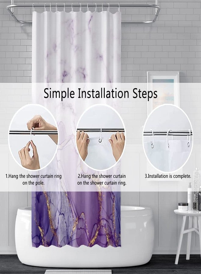 Uiiooazy Purple Shower Curtain, Abstract Marble Shower Curtain for Bathroom Waterproof Fabric Shower Curtain Set with Hooks 72x72 inches - Image 5