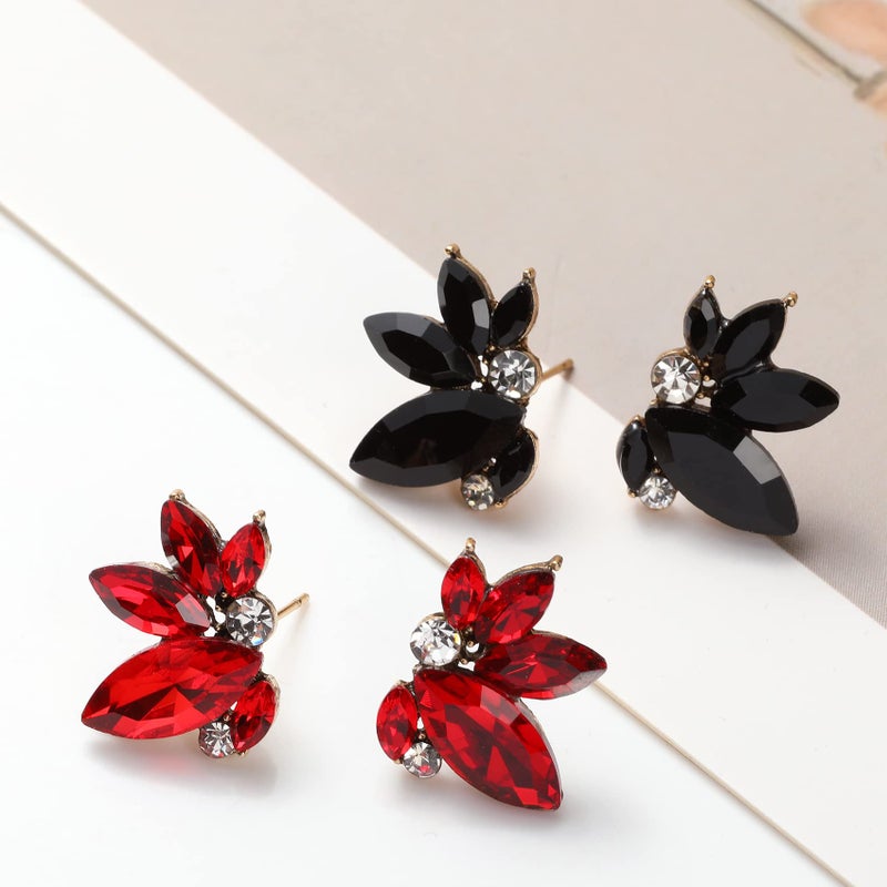 Spiritlele Black Rhinestone Earring Sparkly Faux Crystal Stud Earrings for Women Wedding Prom Party - Image 5