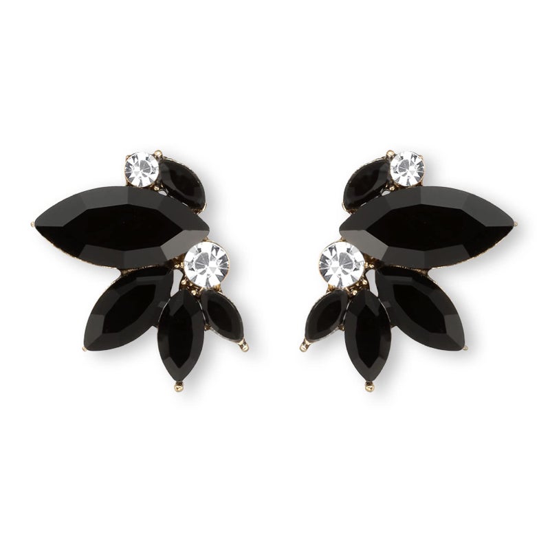 Spiritlele Black Rhinestone Earring Sparkly Faux Crystal Stud Earrings for Women Wedding Prom Party - Image 1