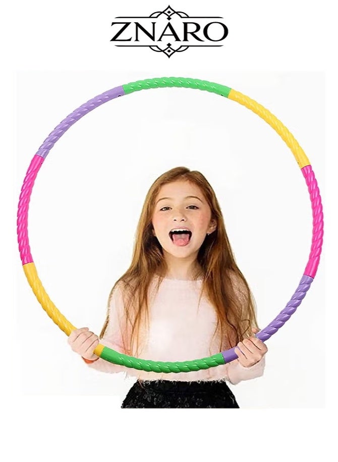 ZNARO Hula Hoops, Hula Hoop Kids Detachable and Adjustable 8 Sections, Plastic Fitness Exercise Hoop Children for Dance, Games, Lose Weight or as a Gift (Multicolour) - Image 1