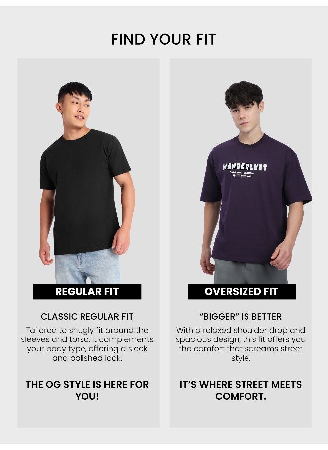 Beyoung Dark Violet Wanderlust Back Patch Oversized T-Shirt  - Image 4