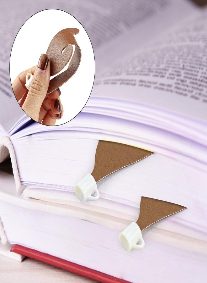 قطعتان من علامات الكتب على شكل قهوة، علامات كتب على شكل كوب قهوة مصنوع من الجلد الصناعي، لمحبي الكتب والقهوة، لمحبي القراءة من النساء والرجال - Image 5