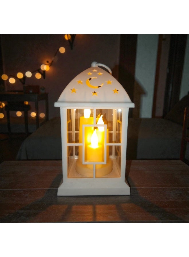 Acrylic Illuminated Lantern 12×12×26 Cm - Dome Shape With Crescent & Stars - 3 Candles - Home & Ramadan Decor - Hanging Or Shelf - Lighting - Kh M44-4 - Image 2