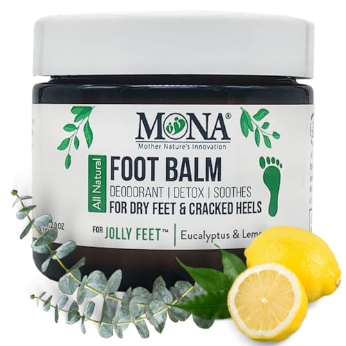MONA Natural Foot Balm for Dry Cracked Feet Heels Moisturizing Foot Cream for Athletes Callous Repair Foot Odor Treatment Eucalyptus Lemon 20 Oz Pack of 1 - Image 2