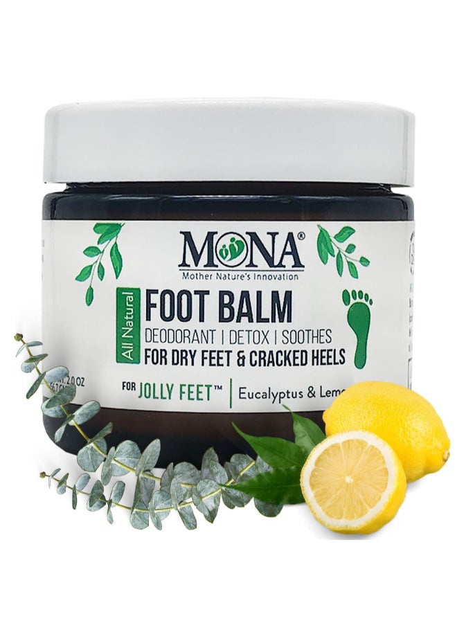 MONA Natural Foot Balm for Dry Cracked Feet Heels Moisturizing Foot Cream for Athletes Callous Repair Foot Odor Treatment Eucalyptus Lemon 20 Oz Pack of 1 - Image 3