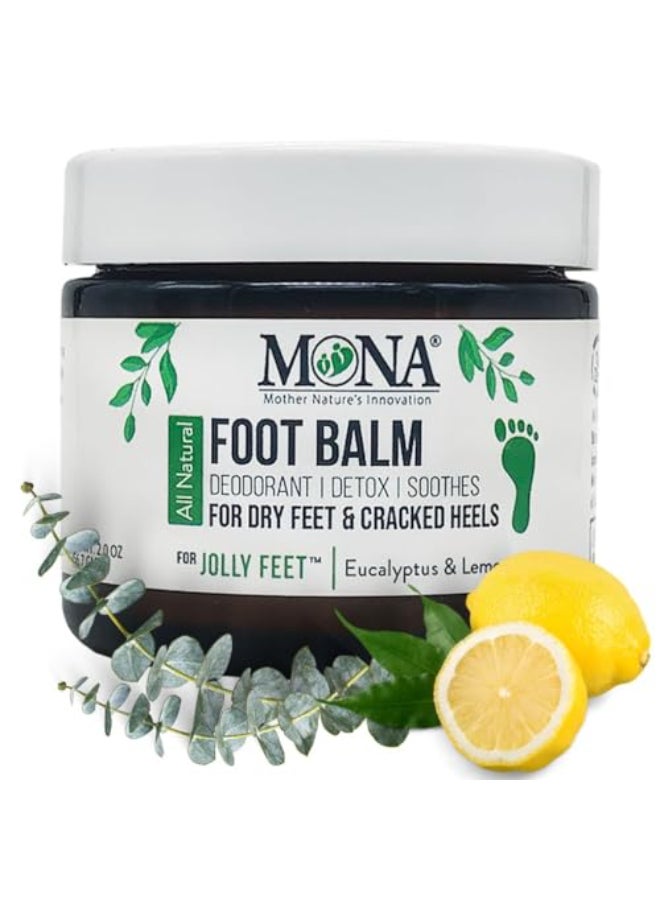 MONA Natural Foot Balm for Dry Cracked Feet Heels Moisturizing Foot Cream for Athletes Callous Repair Foot Odor Treatment Eucalyptus Lemon 20 Oz Pack of 1 - Image 1