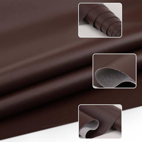 Nitelemn Faux Leather Fabric Smooth Solid 54" x 36" Soft Leather Material Sheets for Upholstery Crafts, DIY Sewings, DIY Upholstery Boat Car Sofa (Dark Brown) - Image 3