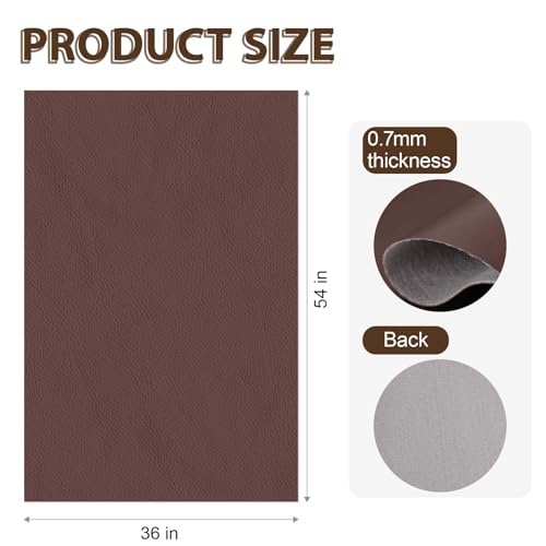 Nitelemn Faux Leather Fabric Smooth Solid 54" x 36" Soft Leather Material Sheets for Upholstery Crafts, DIY Sewings, DIY Upholstery Boat Car Sofa (Dark Brown) - Image 2