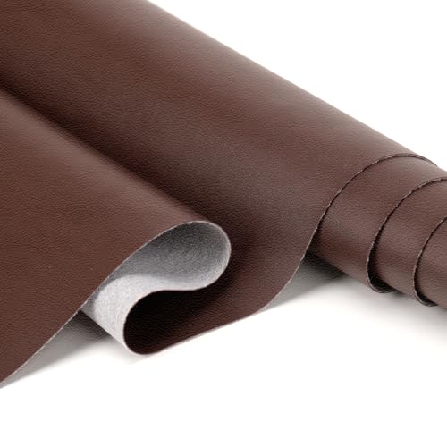 Nitelemn Faux Leather Fabric Smooth Solid 54" x 36" Soft Leather Material Sheets for Upholstery Crafts, DIY Sewings, DIY Upholstery Boat Car Sofa (Dark Brown) - Image 1