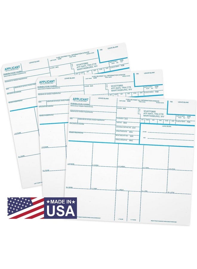 NATIONAL GUN TRUSTS - Made In Usa - Fd 258 Fingerprint Cards 2024, 3 Pack - 11-1-20 Newest Version  - Image 1
