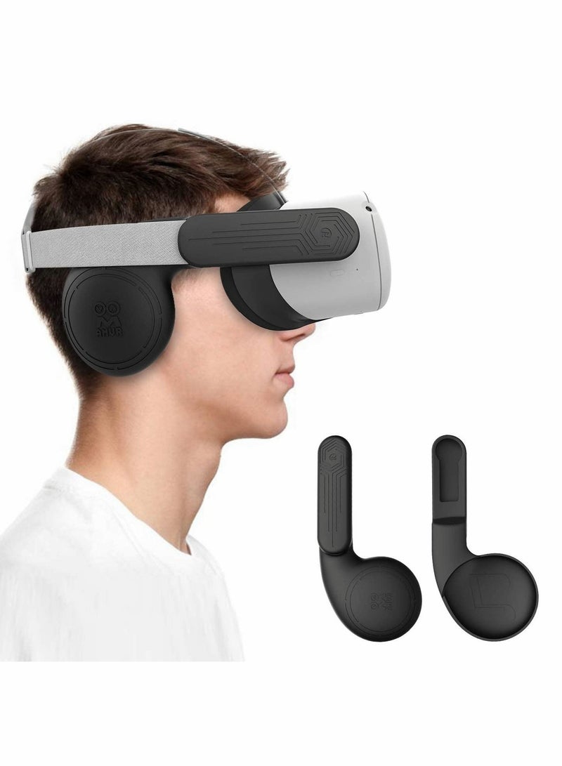 Captaintech Silicone Earmuffs for Oculus Quest 2 VR Enhance Headphone Sound Compatible with Quest 2 Accessories Headphone Extensions (Black, 1 Pair) - Image 1