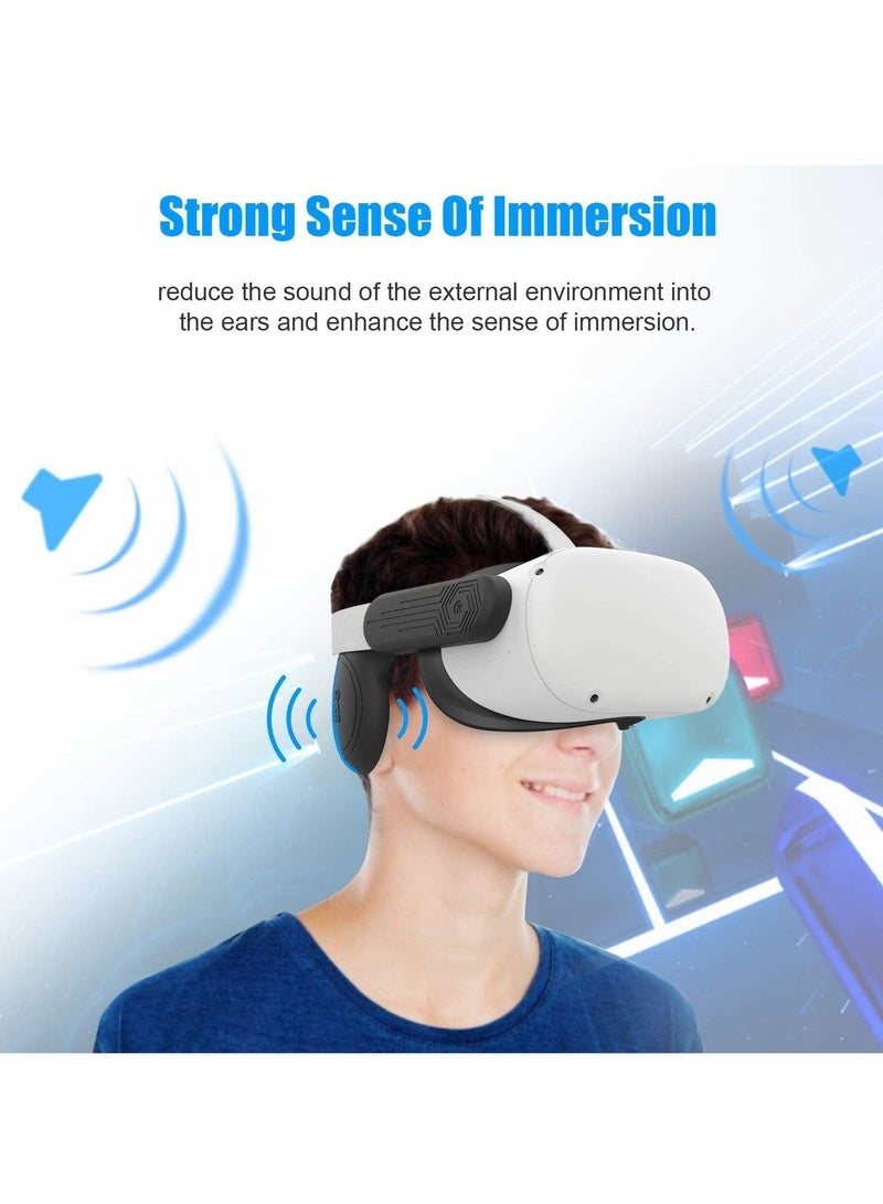 Captaintech Silicone Earmuffs for Oculus Quest 2 VR Enhance Headphone Sound Compatible with Quest 2 Accessories Headphone Extensions (Black, 1 Pair) - Image 3