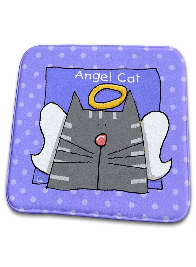 3DROSE Dish Drying Mat - Angel Gray Tabby Cat Cute Cartoon Pet Loss Memorial Memorials Cats - Image 1