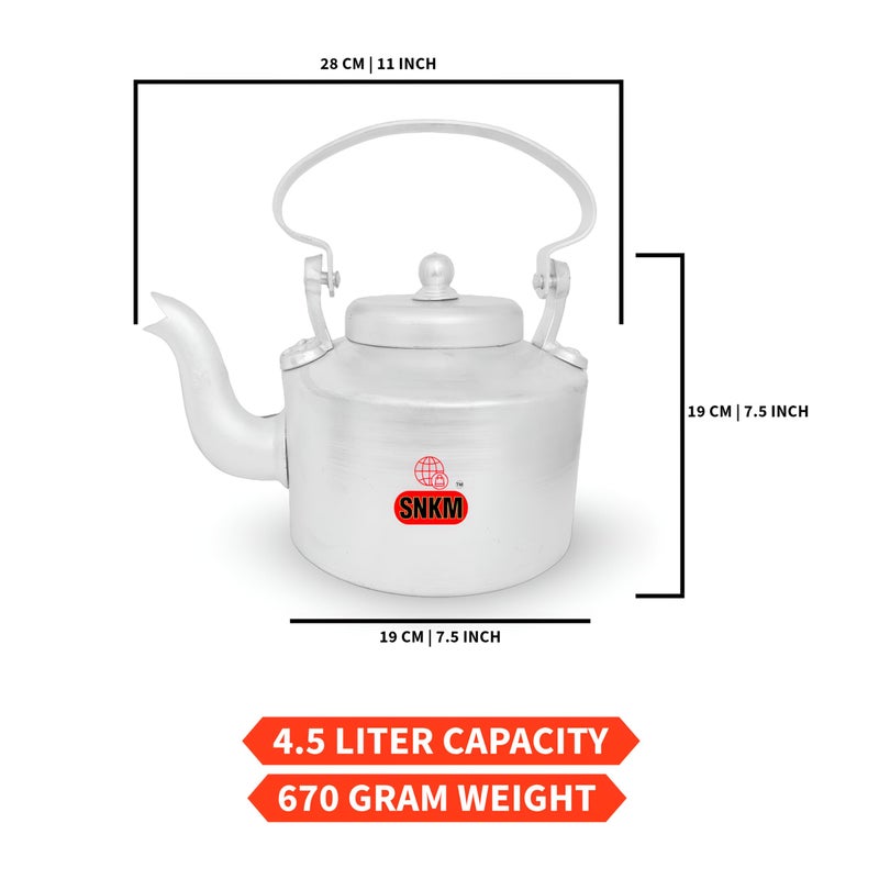 SNKM Aluminium Indian Traditional Kettle Tea, Coffee Pot Chai Maker with Lid and Handle (4.5 Liter, Pack of 1) - Image 5
