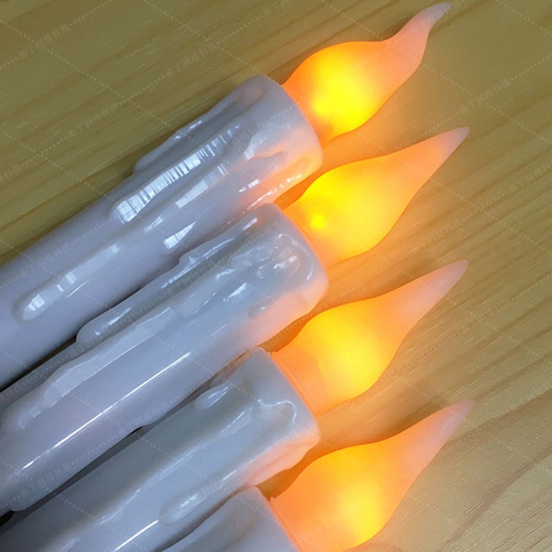 6pcs Simulation Candle Lights Electronic Flameless Taper Candles Romantic Party Decor for Halloween Thanksgiving Wedding (Flickering Yellow Light 2.0*17) - Image 3